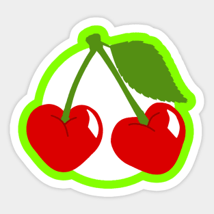 Cherry Hearts - Green Sticker